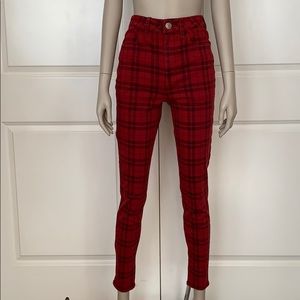 American Eagle Red Plaid Curvy Hi-Rise Jegging